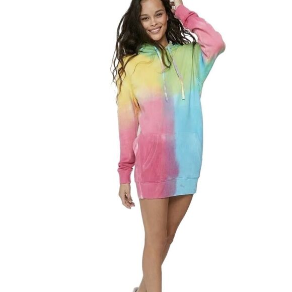 Victoria’s Secret Pink Spiritual Gangster Dress Hoodie Pullover Tie Dye Multicol - Picture 8 of 9